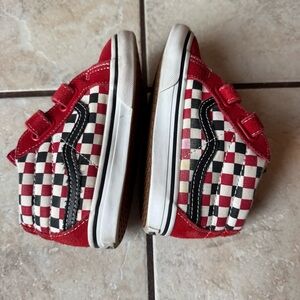 Vans Kids Red and Black Checkered Shoes